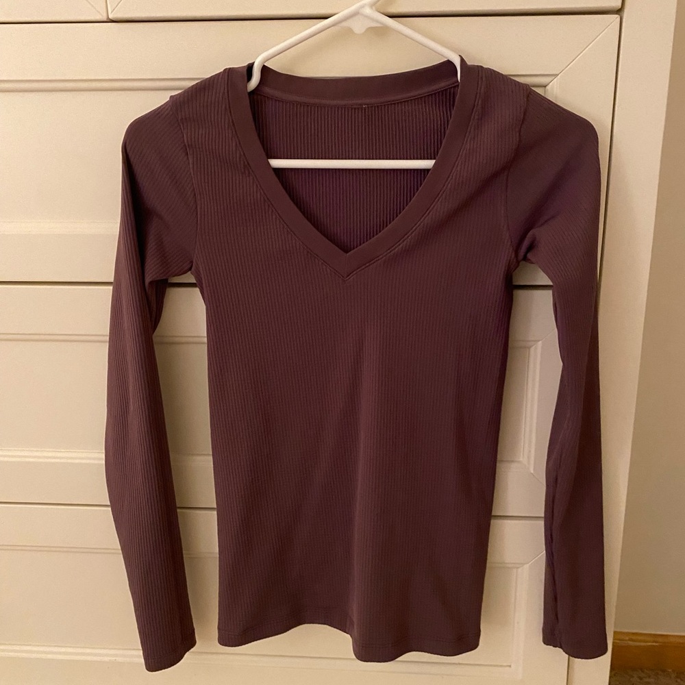 Athleta Purple V-Neck Long-sleeve